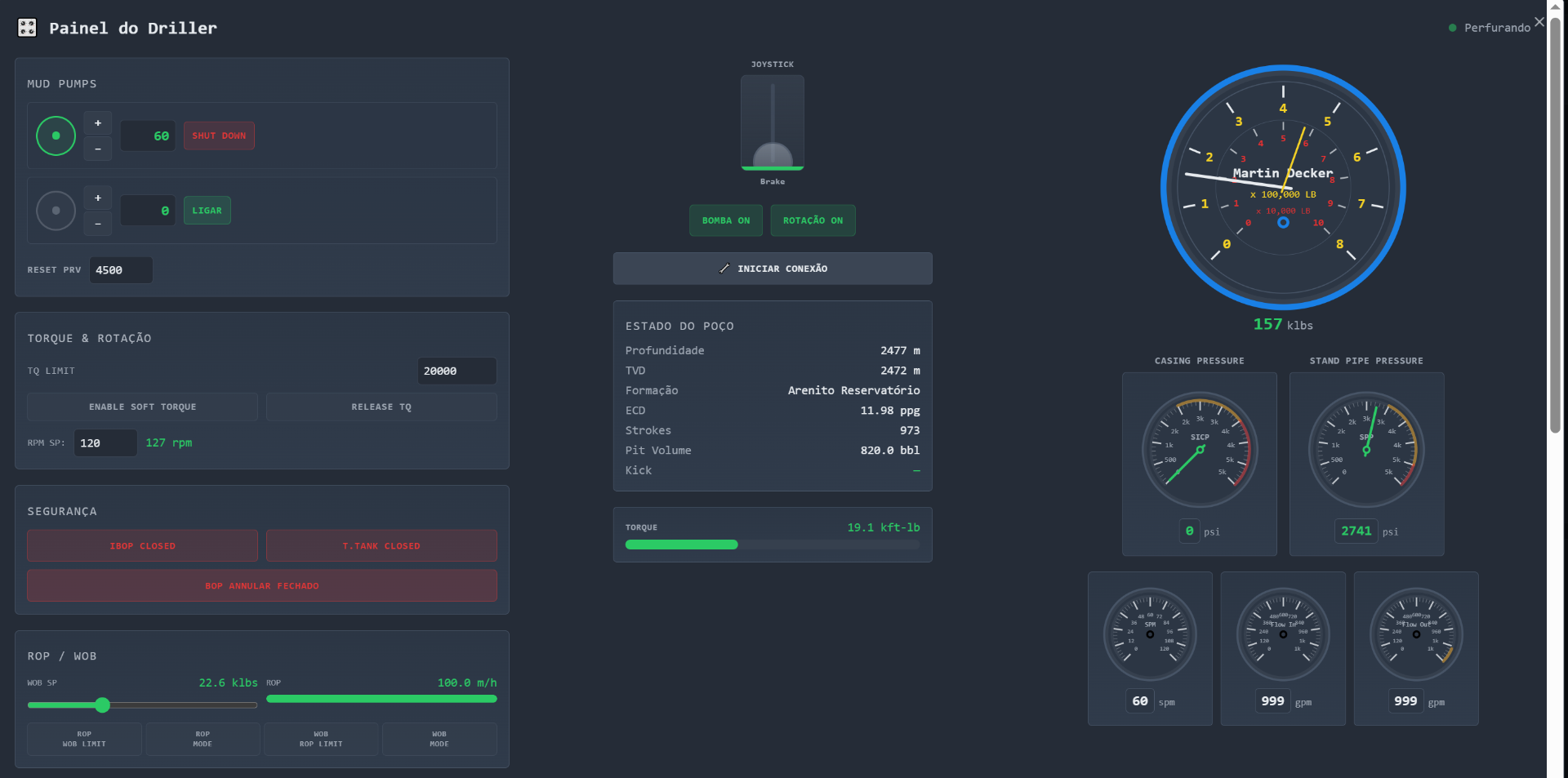 Drilling Simulator — Driller's Console