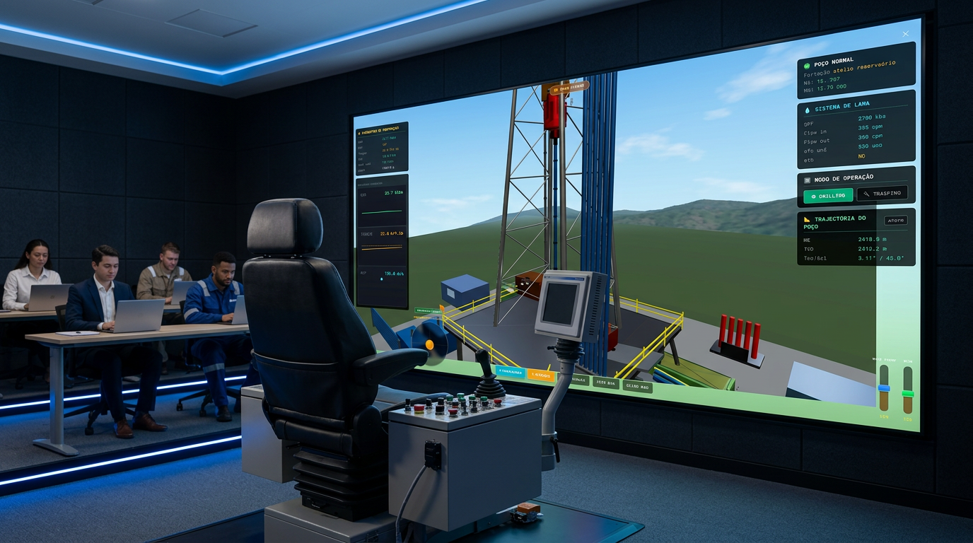 Previous CyberChair classroom render — real hardware with the original 3D rig interface.